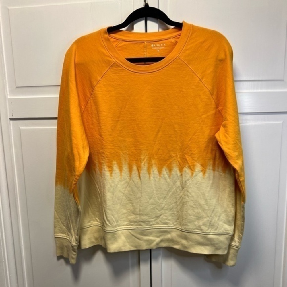 Athleta Sundown Dip Dye Sweatshirt Size Women's Medium Color Abyssinian Yellow